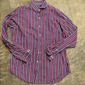 Vintage Ralph Lauren Red and Blue Casual Button Down Shirt size L